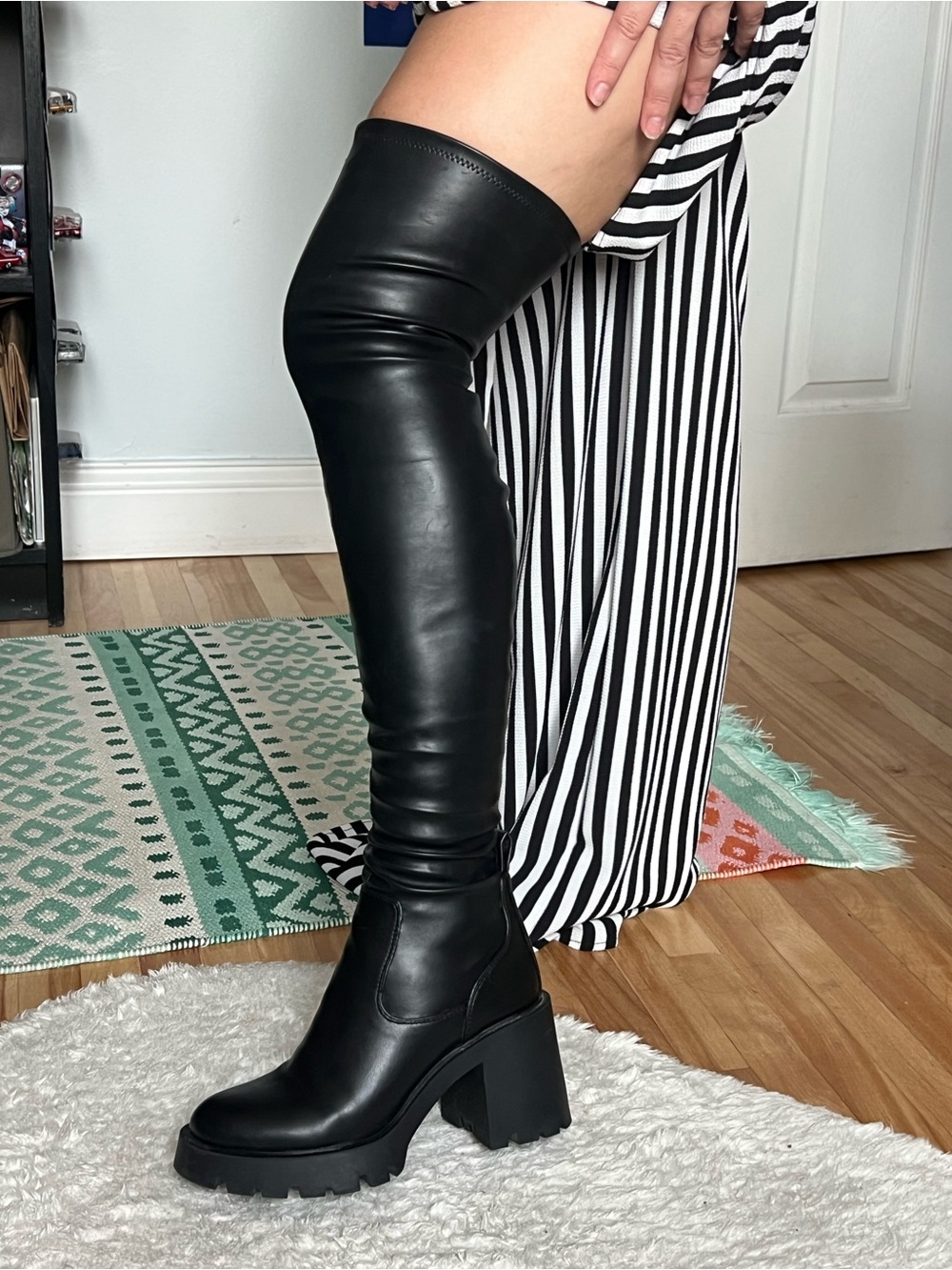 Zara Black Over-the-Knee Platform Boots